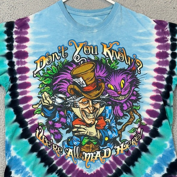 Liquid Blue Other - Liquid Blue T-Shirt Mens Large Alice In Wonderland Blue Tie Dye Mad Hatter Tee